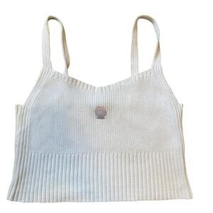 Forever 21 Tank Top Women's Size Medium White Tight Knit Sea Shell Beach Summer